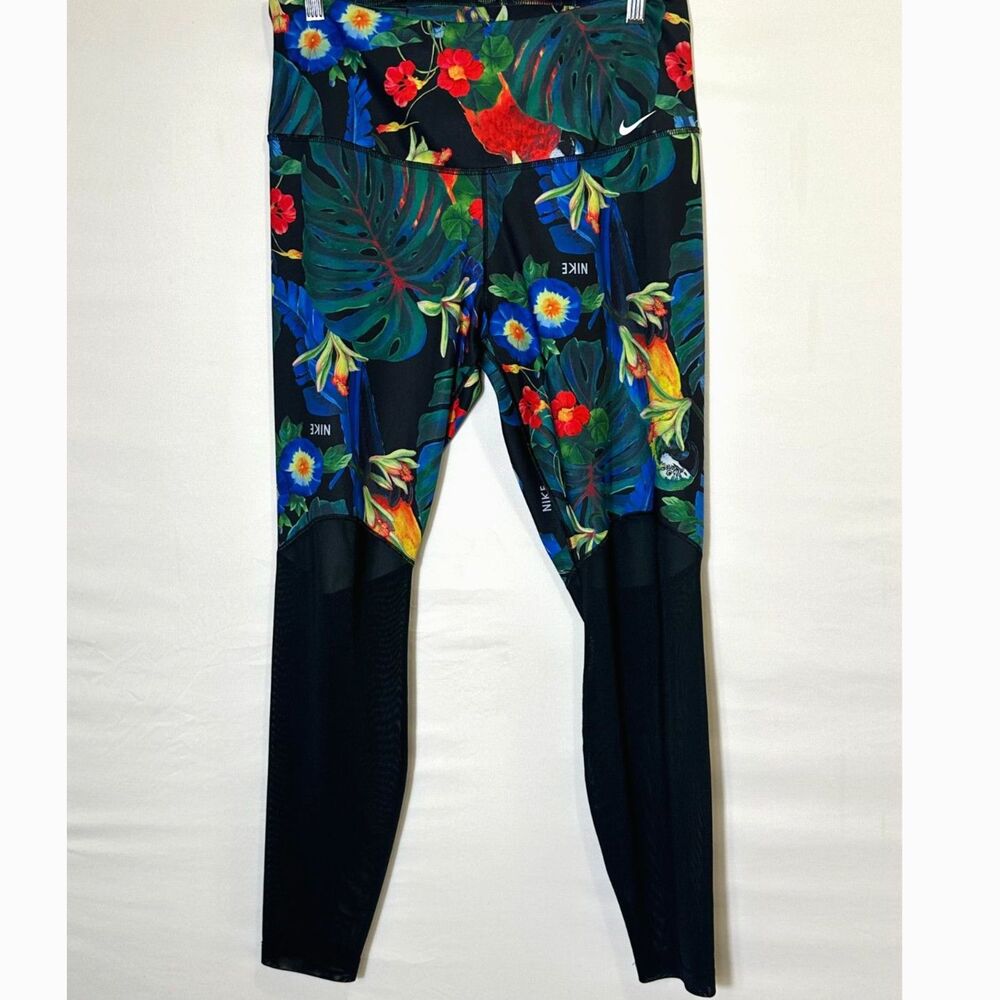 Nike Dri Fit 7/8 High Rise Leggings Women's Size XL Training Tropical Print